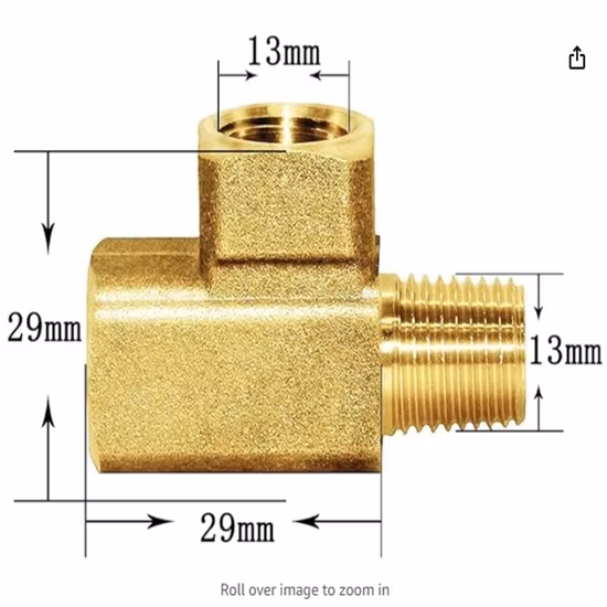 Conector en T de latón roscado hembra con logotipo personalizable, conector en T Npt, accesorios de tuberías de latón de 3 vías de 90 grados